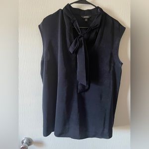 Express size large navy tank blouse with tie neck